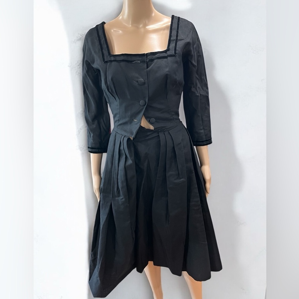 Addie Masters California Hollywood glam vintage 50s black cocktail dress-S - Picture 1 of 7